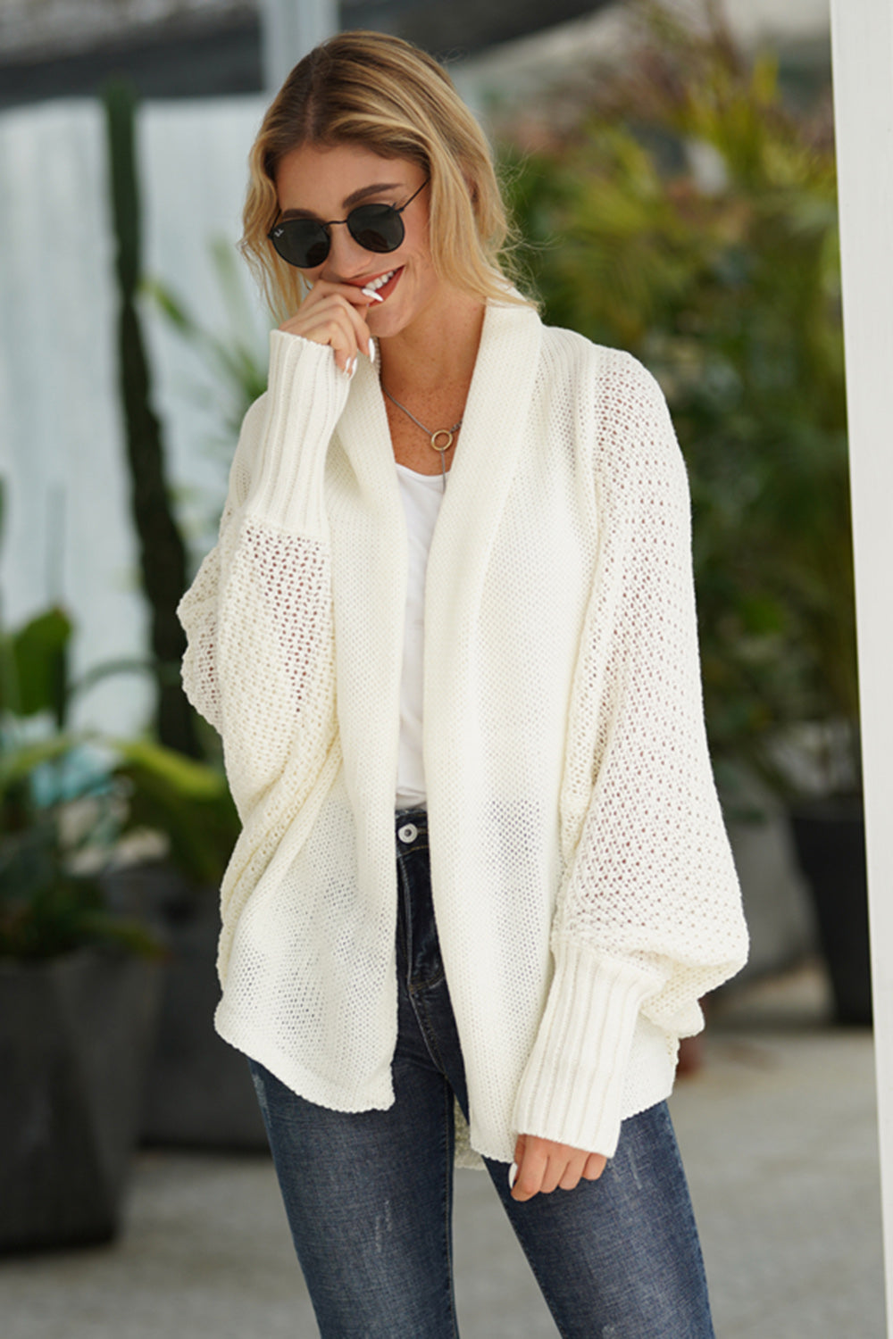 Open Front Batwing Sleeve Cardigan