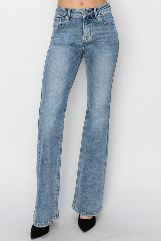 RISEN Full Size Mid Rise Bootcut Jeans - REVIVAL
