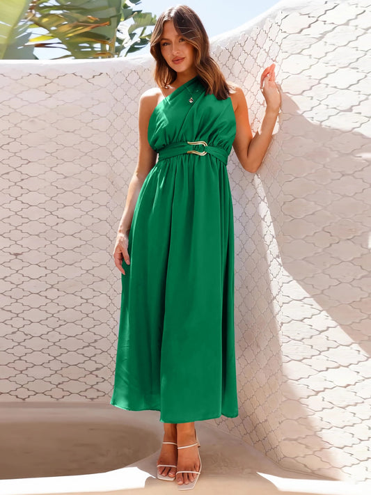 Single Shoulder Midi Dress