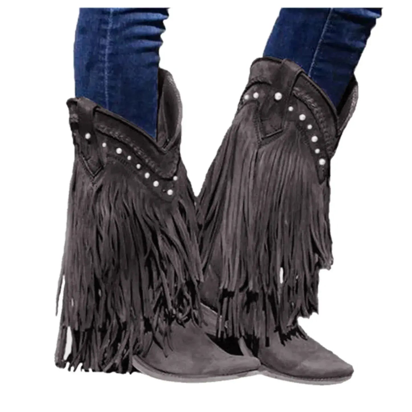 Mid-Calf Fringe Cowboy Boots