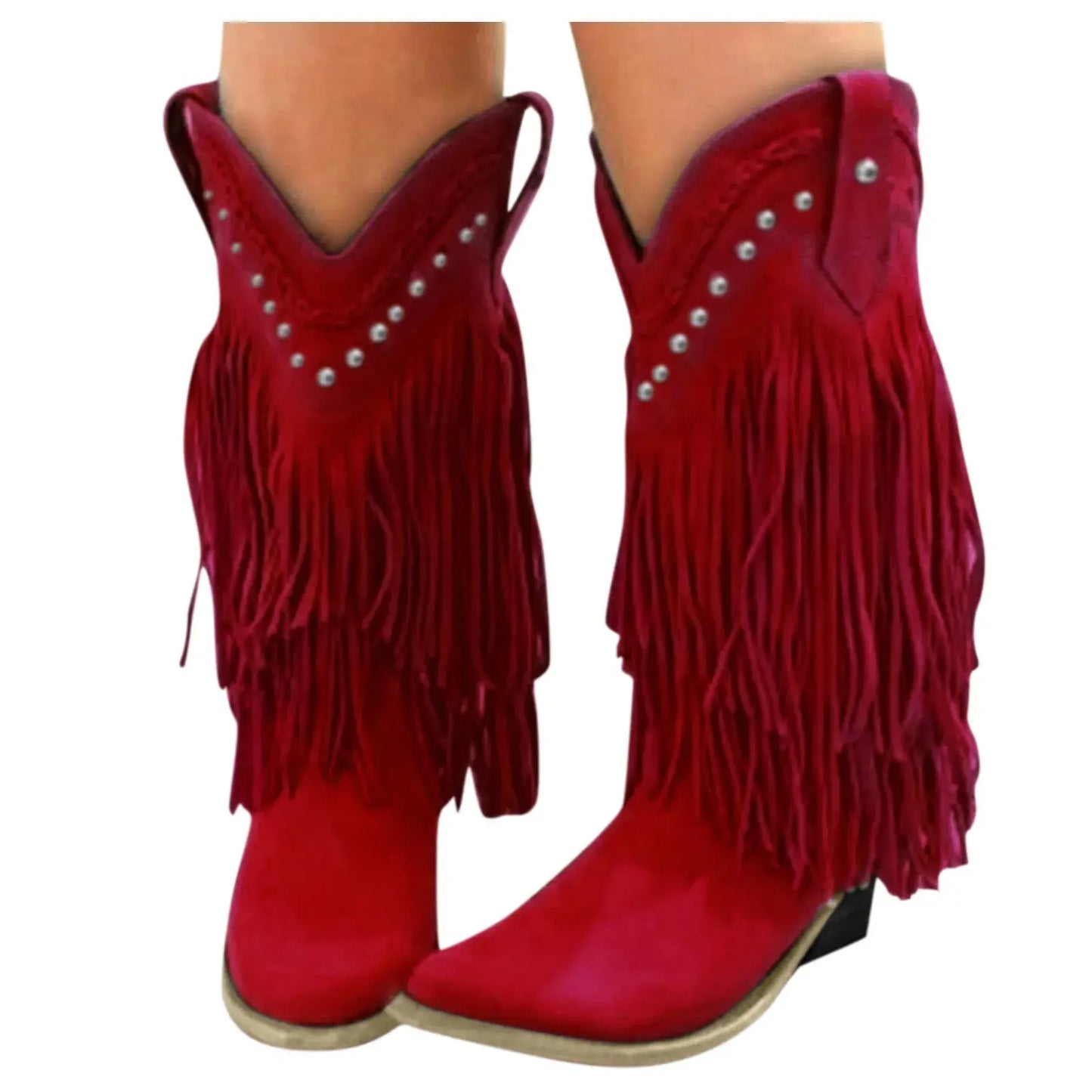 Mid-Calf Fringe Cowboy Boots