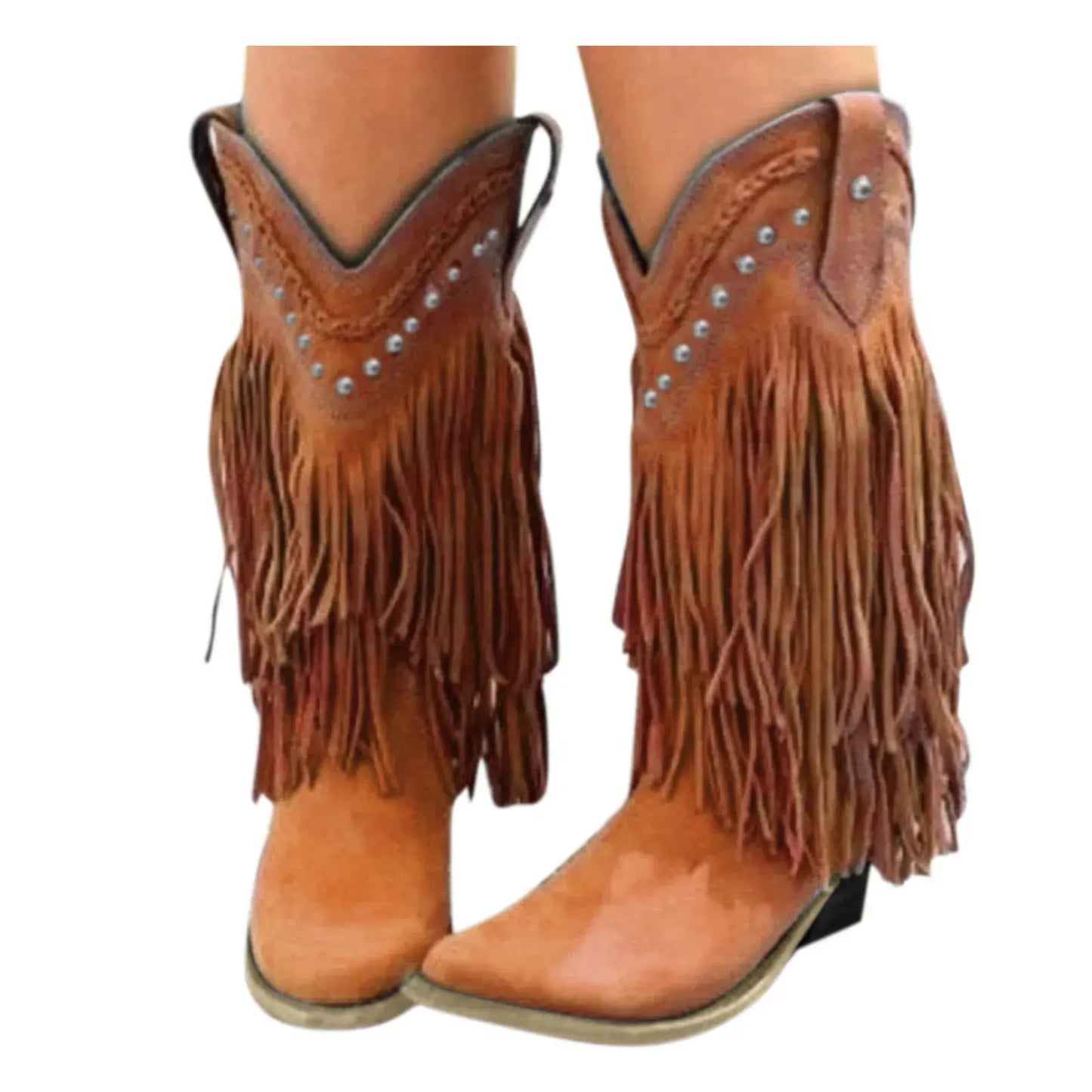 Mid-Calf Fringe Cowboy Boots