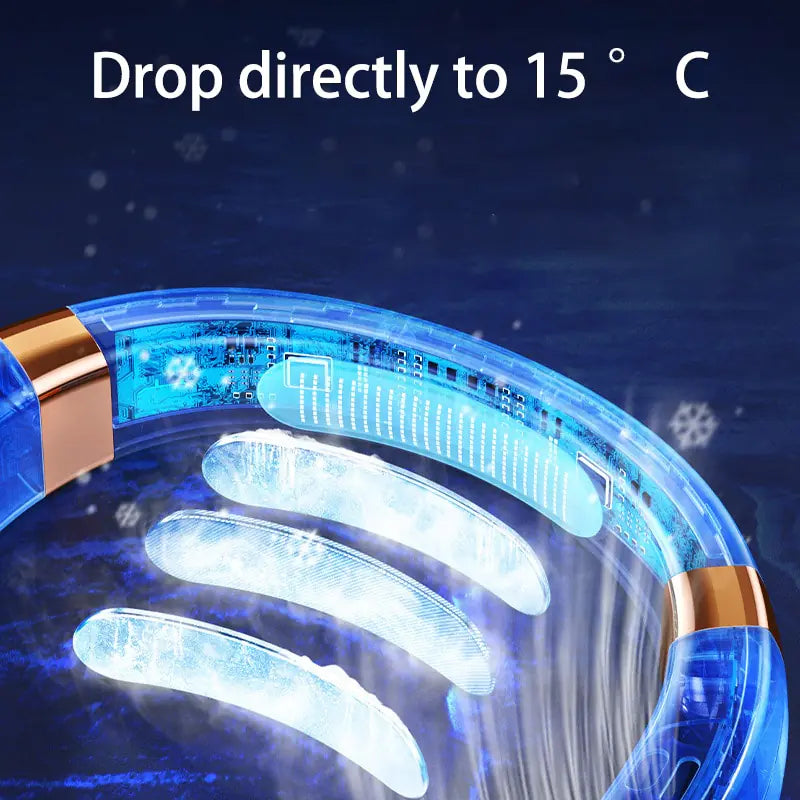 Portable LED Display Hanging Neck Fan Air Conditioner