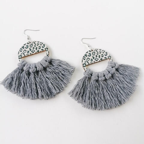 Tassel Detail Leopard Drop Earrings