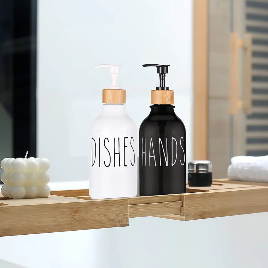 Dish Soap Bottle with Bamboo Pump