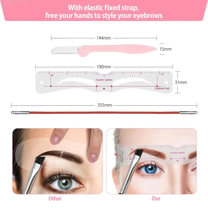 12Styles Reusable DIY Eyebrow Stencil Set